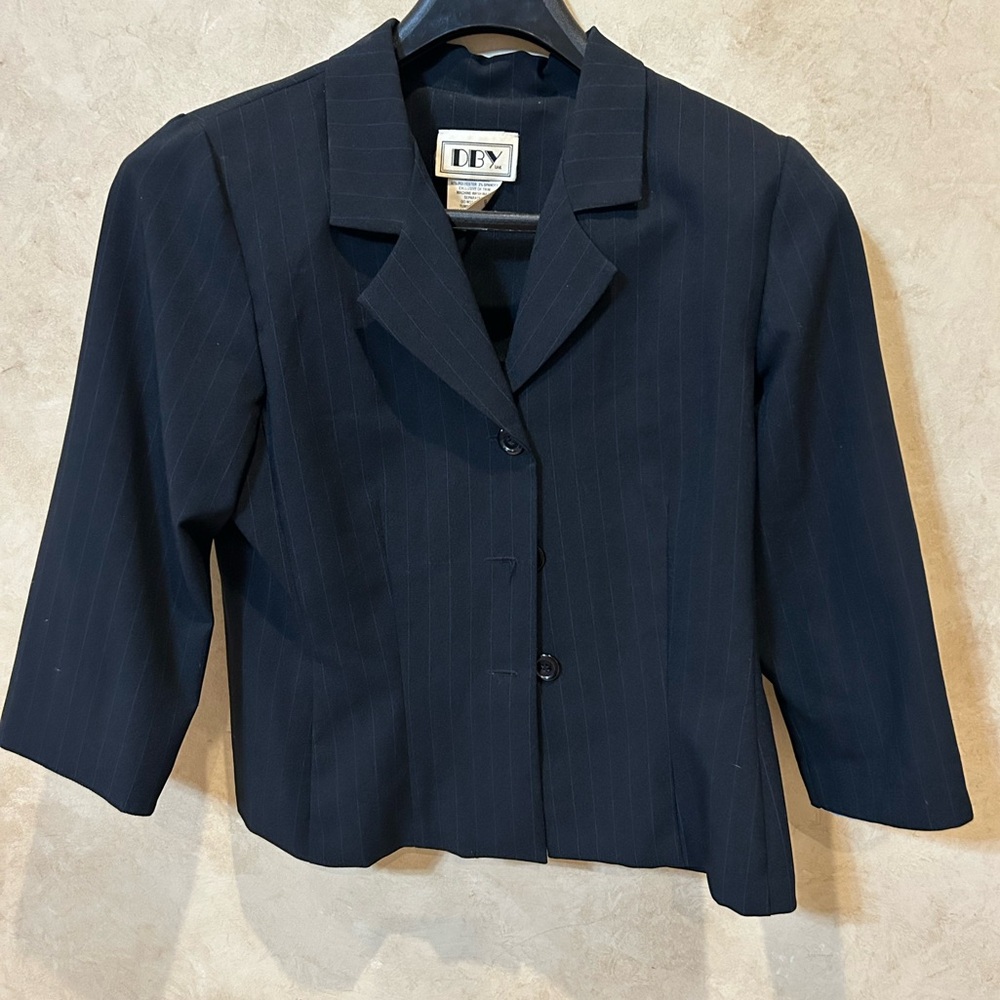 DBY vintage Women's Black Pinstripe blazer cropped
